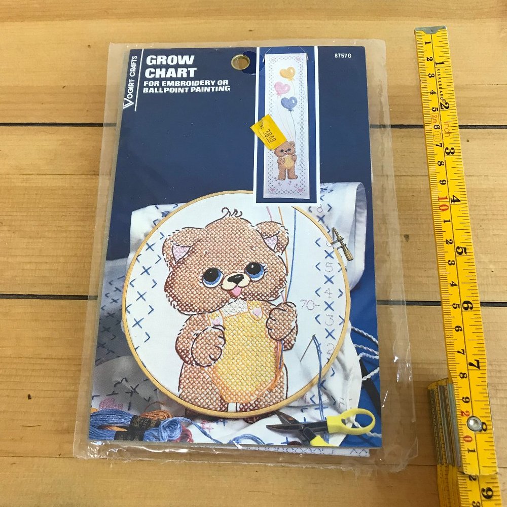 Vogart Crafts Teddy Bear Grow Chart Craft Kit Embroidery or Painting #8757G